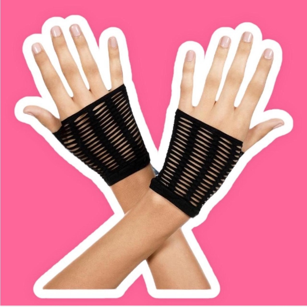 Black Fishnet Gloves 80s Party Wrist Motorcycle Gloves -480